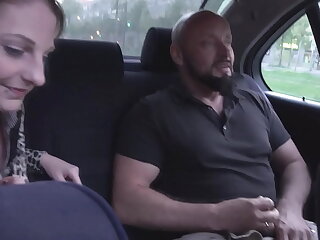 Old ugly dude penetrates 18yo teen in Cab